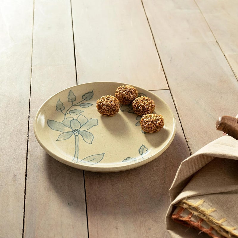 Ellementry Fiore Ceramic Side Plate Dishwasher Microwave Safe Food Grade Dinnerware BoneAsh Free Crockery for Dining Gifting Kitchen Accessories Items - Image 1