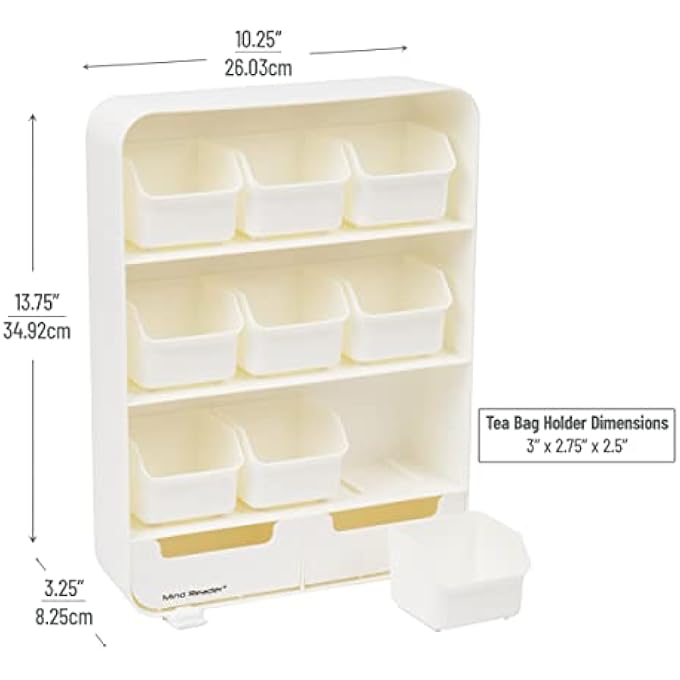 Mind Reader Baggy Tea Bag Holder And Condiment Organizer White 433 L X 1024 W X 1311 H TborgWht - Image 3
