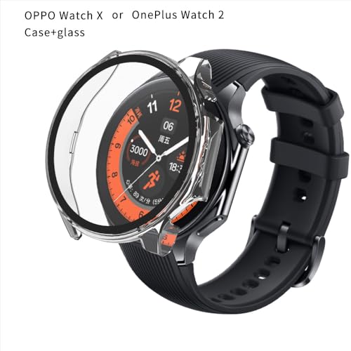 Wisely Electroplate Shine Protective Slim Bumper Tempered Glass Case Cover Compatible with OnePlus Watch 2, Transparent - Image 3