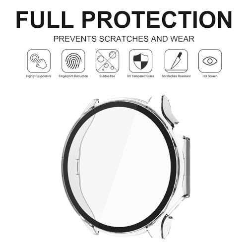 Wisely Electroplate Shine Protective Slim Bumper Tempered Glass Case Cover Compatible with OnePlus Watch 2, Transparent - Image 5