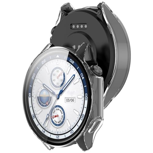 Wisely Electroplate Shine Protective Slim Bumper Tempered Glass Case Cover Compatible with OnePlus Watch 2, Transparent - Image 2