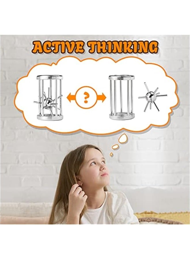 DURKU Brain Teaser Puzzle Cast Metal Puzzle Disentanglement Puzzle Interlocking Unlock IQ Test (Cage) - Image 3