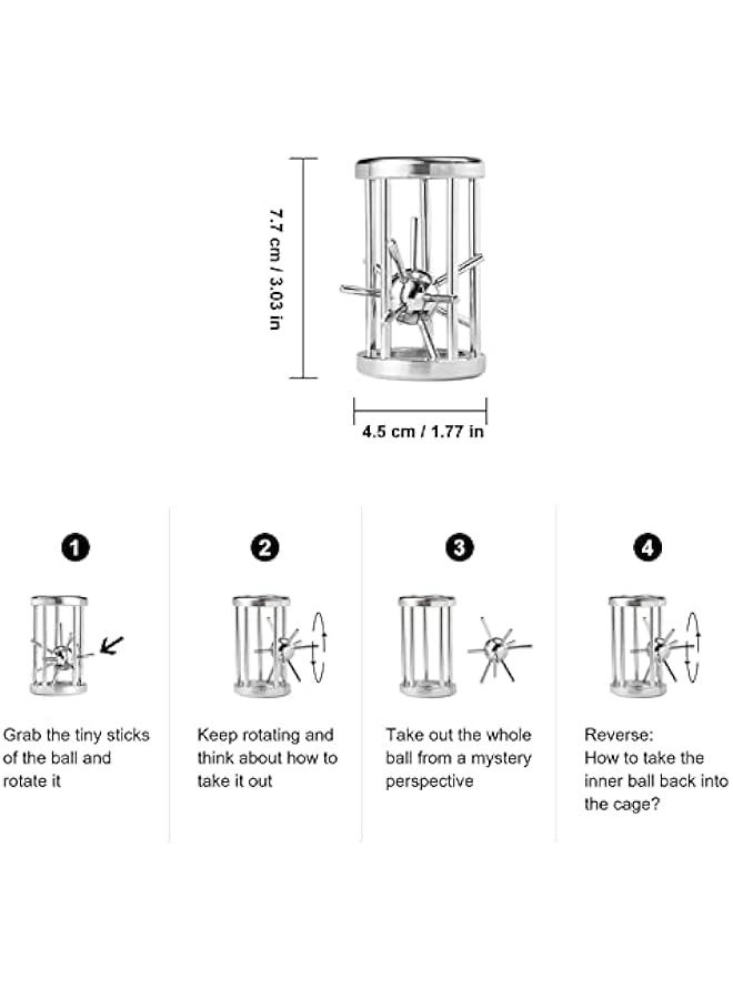 DURKU Brain Teaser Puzzle Cast Metal Puzzle Disentanglement Puzzle Interlocking Unlock IQ Test (Cage) - Image 4