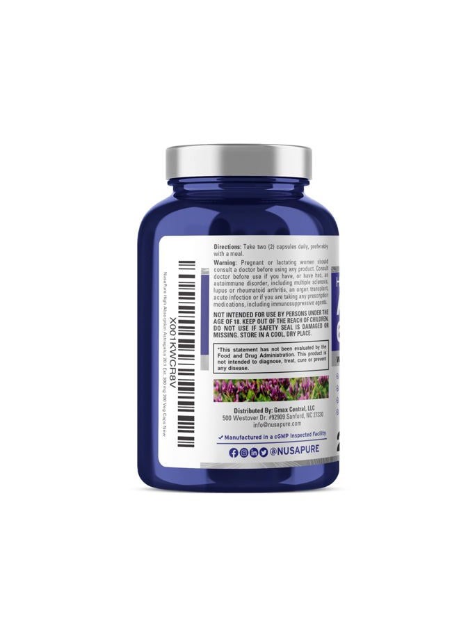 NusaPure Astragalus 20:1 Extract, 300 mg Equivalent to 6,000mg Per Serving, 200 Veggie Capsules, Non-GMO & Bioperine - Image 3