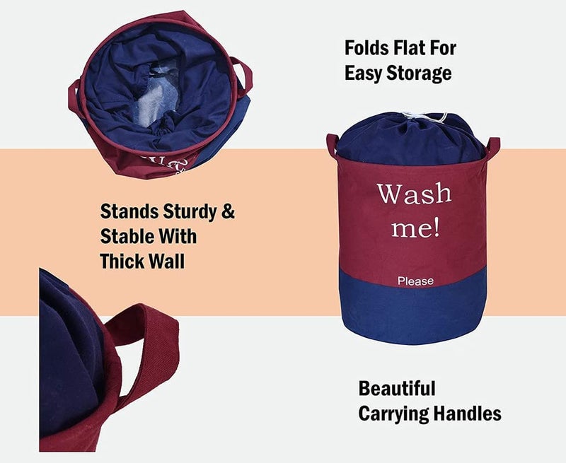 Unicrafts Laundry BagBasket for Dirty Clothes Pack of 1 Maroon 1 - Image 2