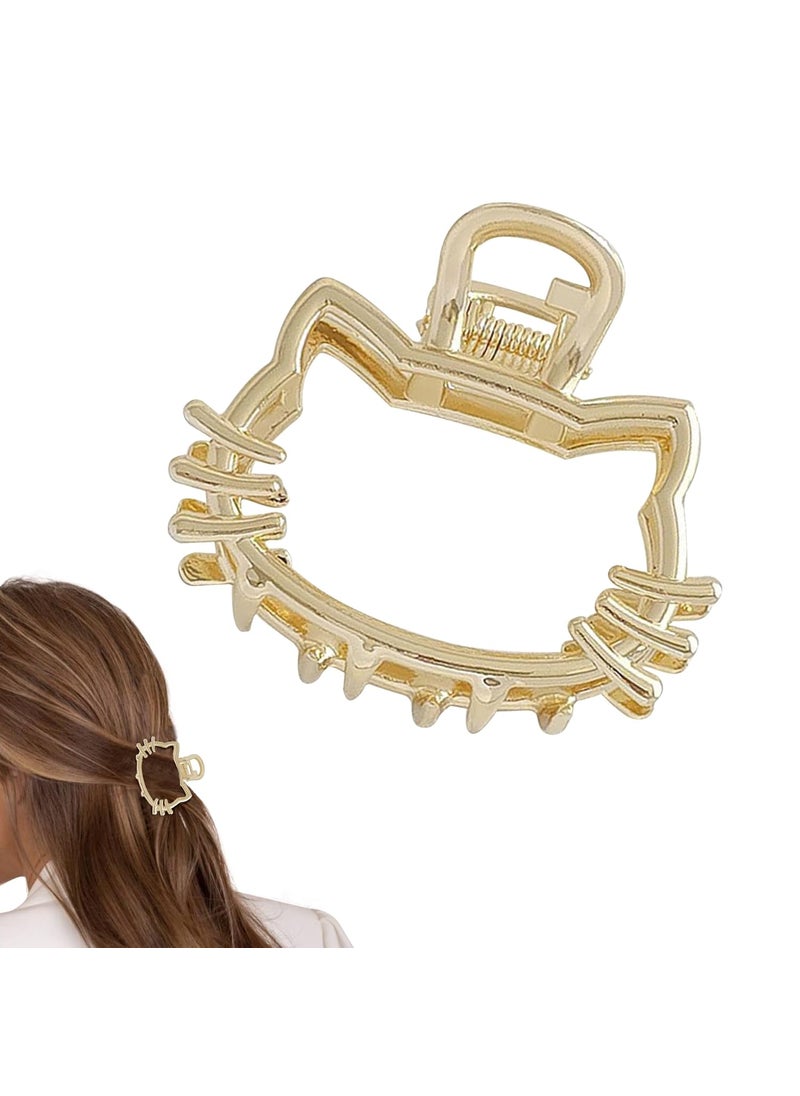 AEGYPIUS Gold Cat Hair Claw Clip Kawaii Animal Metal Hair Accessories for Women and Girls Cute and Fun Cat Hair Clip for Styling Thin or Medium Hair 