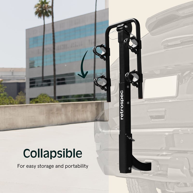Retrospec Lenox 2-5 - Bike Hitch Rack for Cars, Trucks, SUVs with 2â€ Hitch | Foldable Steel Frame with Anti-Rattle Adapter, Tie Down Cradles and Straps - Fits Most Frames, Black - Image 3