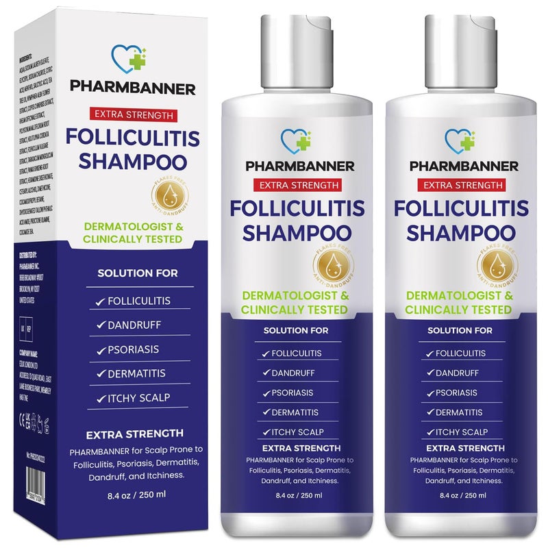 PHARMBANNER AntiFungal Shampoo for Itchy Dry Scalp Supports Scalp Health Helps with Folliculitis Seborrheic Dermatitis Scalp Flaking2 Pack