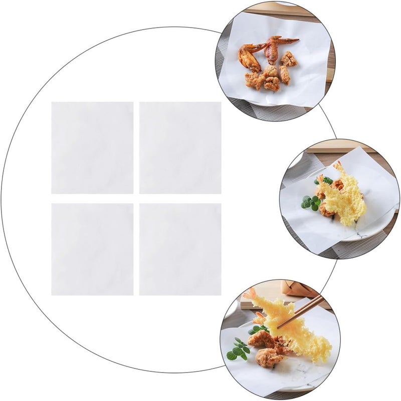 FAVOMOTO 100 Sheets Oil Filter Paper Greaseproof Snack Mat Paper for Kitchen Frying and Baking, Food Wrapping Oil Absorbing Sheets for Home Cooking and Deep Frying - Image 4