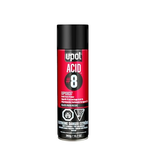U-POL ACID#8 برايمر حامضي، بخاخ برايمر للسيارات للمعادن العارية، مقاوم للصدأ والتآكل، سهل الاستخدام، أسود، 12.7 أونصة - Image 1