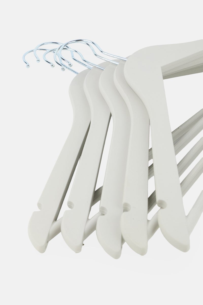 LIFESTYLE 5 Pieces Non-Slip Rubberized Hangers Set, Light Grey - Image 3