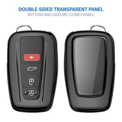 Autophone for Toyota Key Fob Cover with Keychain Soft TPU Key Shell Case,For 2019-2026 Rav4 2020-2022 Highlander Corolla Prius 2018-2024 Camry C-HR Avalon GT86 2021-2024 4runner(Black) - Image 3