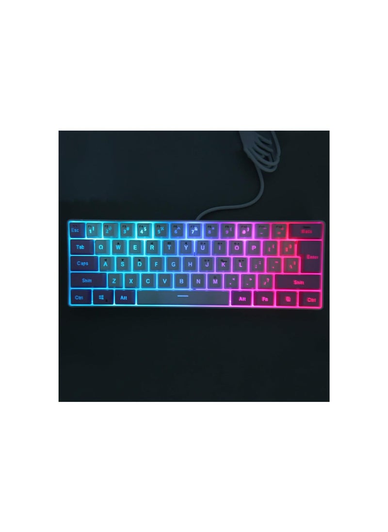silvercnc - Ergonomic RGB Backlit 61 Keys USB Wired Gaming Keyboard, Contrast Color 6 RGB Modes, Compact Keyboard with UV Coated ABS Keycaps, for Win 11, 10, 8, 7, Vista, XP, OS X Laptop - Image 1