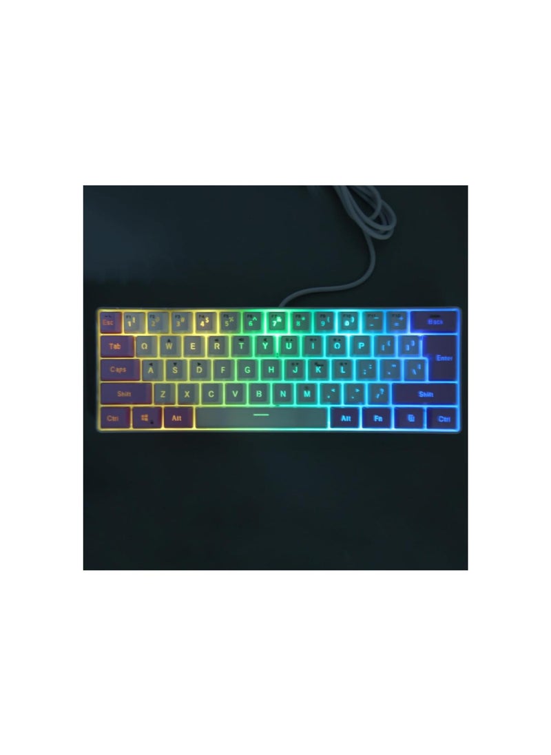 silvercnc - Ergonomic RGB Backlit 61 Keys USB Wired Gaming Keyboard, Contrast Color 6 RGB Modes, Compact Keyboard with UV Coated ABS Keycaps, for Win 11, 10, 8, 7, Vista, XP, OS X Laptop - Image 1