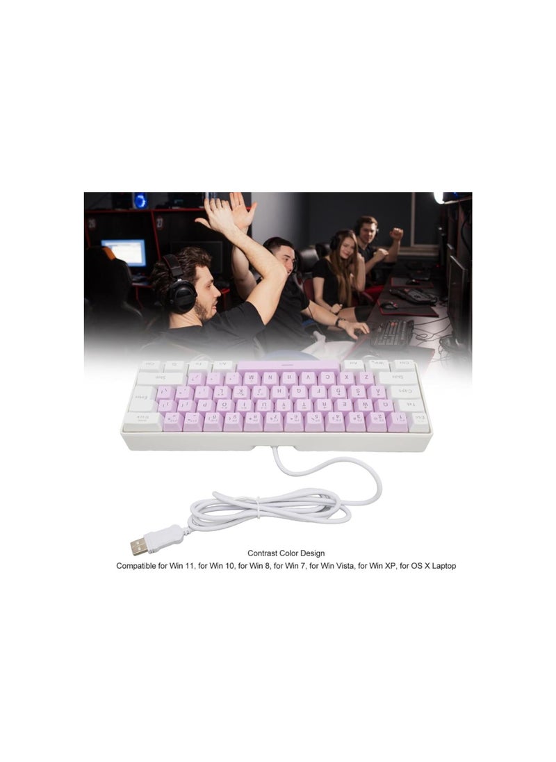silvercnc - Ergonomic RGB Backlit 61 Keys USB Wired Gaming Keyboard, Contrast Color 6 RGB Modes, Compact Keyboard with UV Coated ABS Keycaps, for Win 11, 10, 8, 7, Vista, XP, OS X Laptop - Image 1
