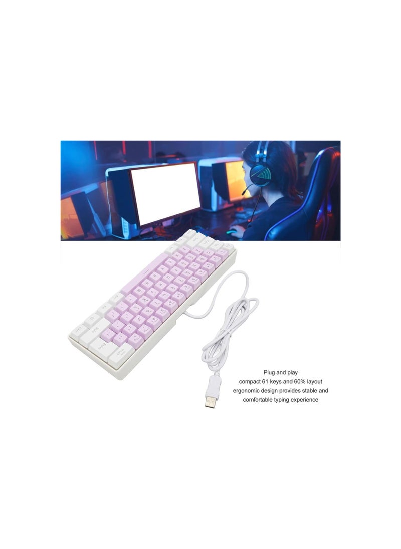 silvercnc - Ergonomic RGB Backlit 61 Keys USB Wired Gaming Keyboard, Contrast Color 6 RGB Modes, Compact Keyboard with UV Coated ABS Keycaps, for Win 11, 10, 8, 7, Vista, XP, OS X Laptop - Image 1