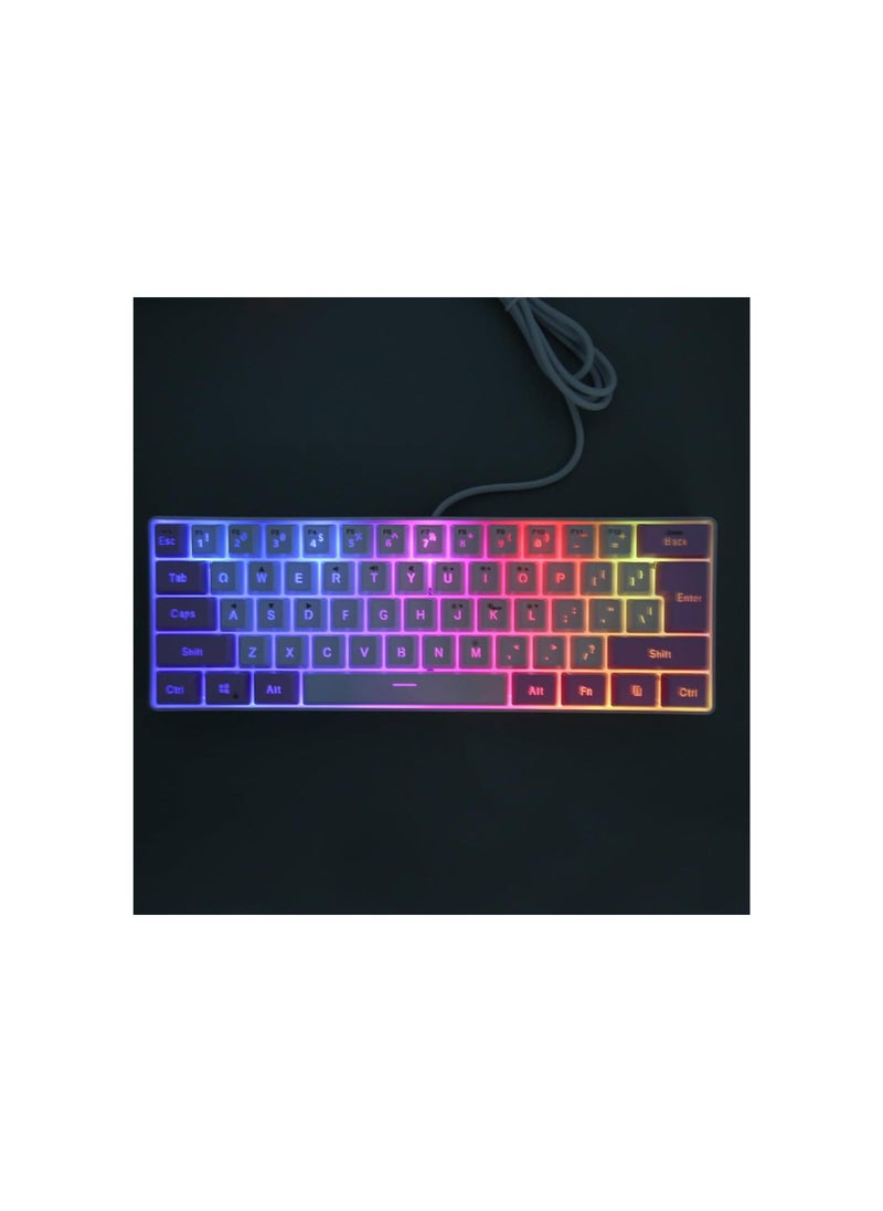 silvercnc - Ergonomic RGB Backlit 61 Keys USB Wired Gaming Keyboard, Contrast Color 6 RGB Modes, Compact Keyboard with UV Coated ABS Keycaps, for Win 11, 10, 8, 7, Vista, XP, OS X Laptop - Image 1