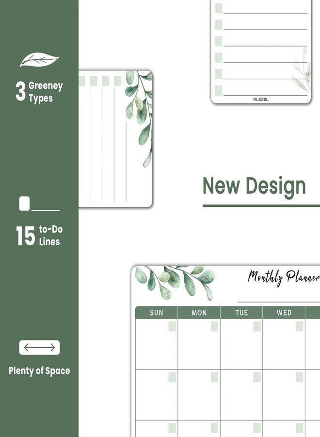 ALEZEL Magnetic Dry Erase Calendar for Fridge, Refrigerator Calendar Whiteboard Set - Magnetic Dry Erase Monthly Planner with 2 List Boards, 4 Markers + Eraser, Greenery - Image 2