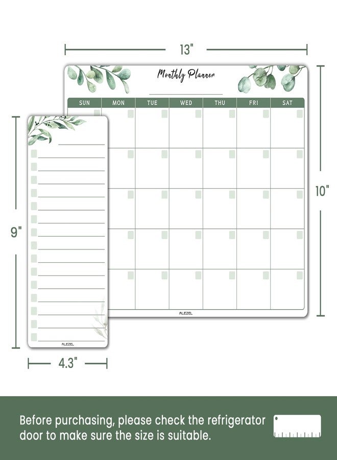 ALEZEL Magnetic Dry Erase Calendar for Fridge, Refrigerator Calendar Whiteboard Set - Magnetic Dry Erase Monthly Planner with 2 List Boards, 4 Markers + Eraser, Greenery - Image 3