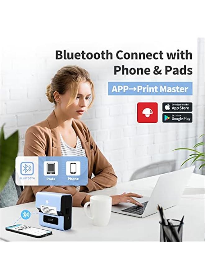 فوميمو طابعة ملصقات بركود M221 3 انش تعمل بالبلوتوث لباركود والعنوان والشعار والبريد والملصقات والشركات الصغيرة والمنزل والمكتب لون ازرق - Image 3