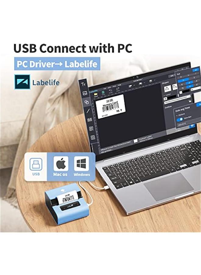 فوميمو طابعة ملصقات بركود M221 3 انش تعمل بالبلوتوث لباركود والعنوان والشعار والبريد والملصقات والشركات الصغيرة والمنزل والمكتب لون ازرق - Image 4