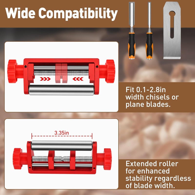 Gohelper Chisel Sharpening Jig, Wood Honing Guide for Chisels and Planes Width 0.1" to 2.8" with Sharpening Angle Fixture, Angle Gauge from 10Â° to 45Â°(With 2 Sharpening Stones) - Image 3