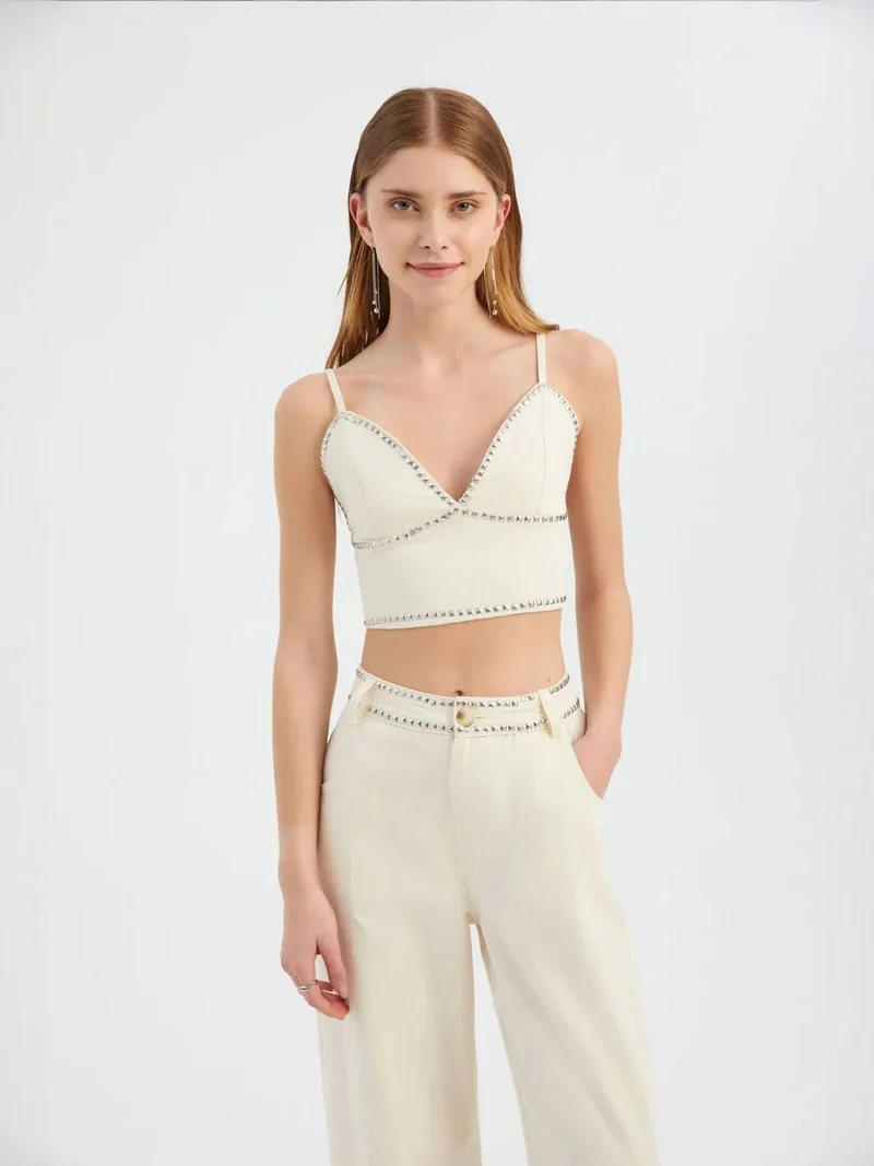 HICCUP Sweetheart Neck Stone Embellished Corset Top