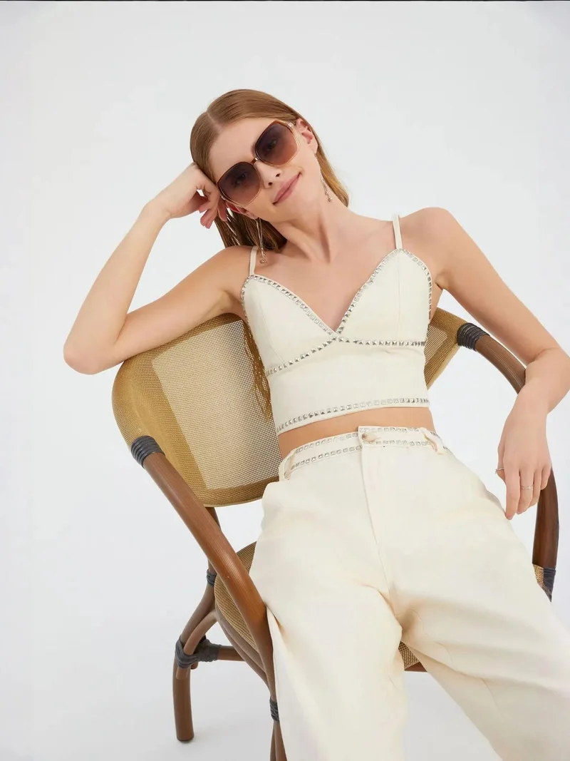 HICCUP Sweetheart Neck Stone Embellished Corset Top