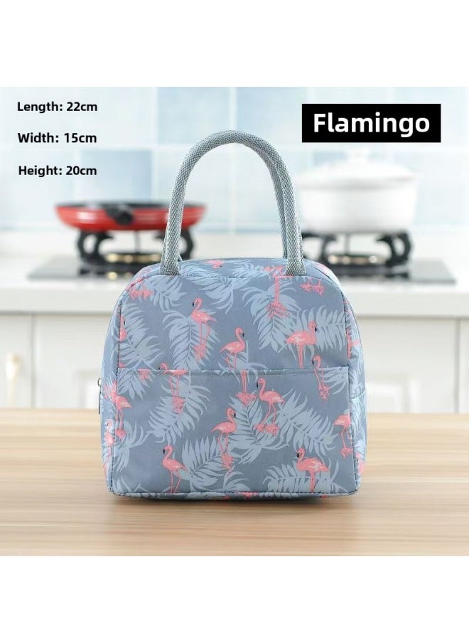 Generic - Rectangular Glass Preservation Bowl Microwave Heating Lunch Box Transparent Glass Lunch Box Round Lunch Box Glass-Specifications:Flamingo Bag-Color:fresh Blue - Image 1