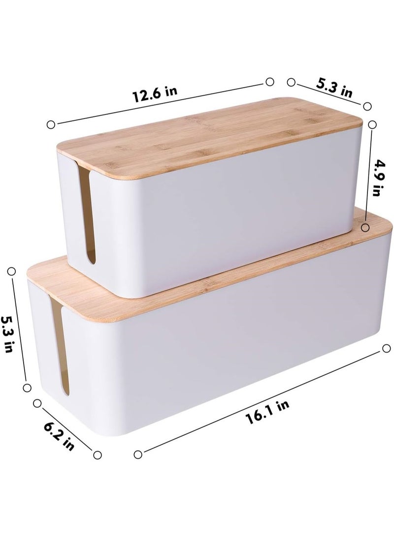 2 Pack Large Cable Management Box – Wooden Style Cord Organizer and Cover for TV Wires, Computer, Router, USB Hub and Under Desk Power Strip – Safe ABS Material and Baby-Pets Proof Lock - Image 4