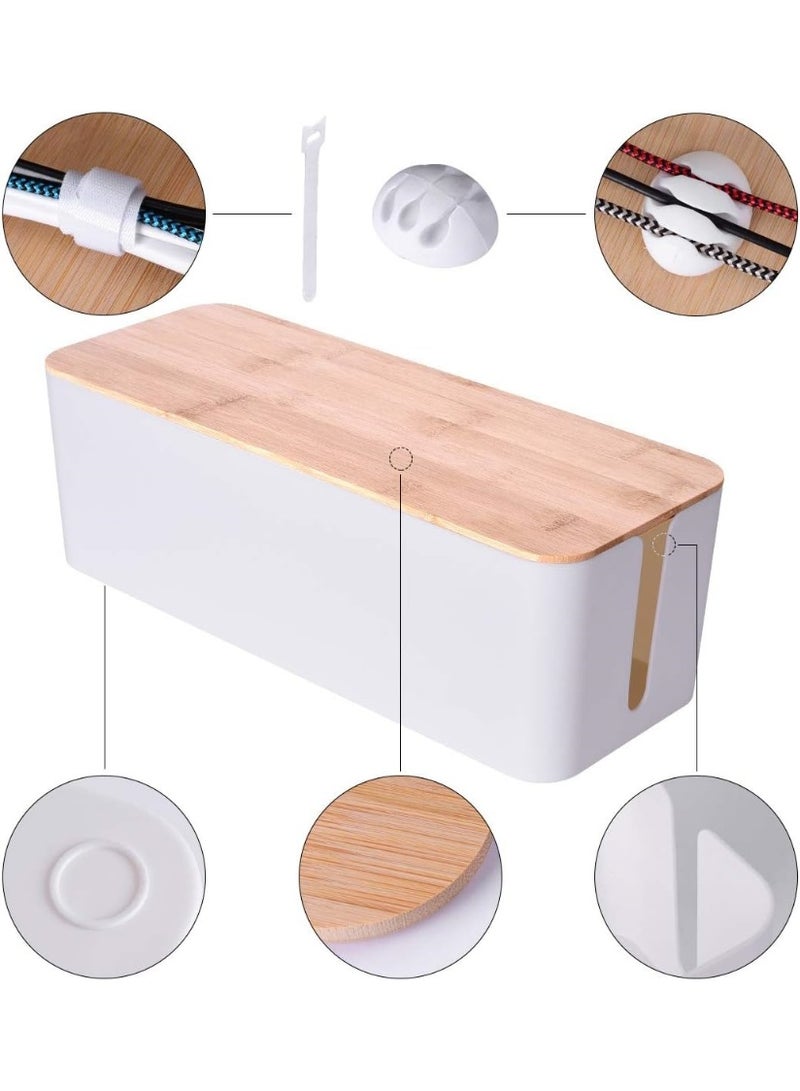 2 Pack Large Cable Management Box – Wooden Style Cord Organizer and Cover for TV Wires, Computer, Router, USB Hub and Under Desk Power Strip – Safe ABS Material and Baby-Pets Proof Lock - Image 2