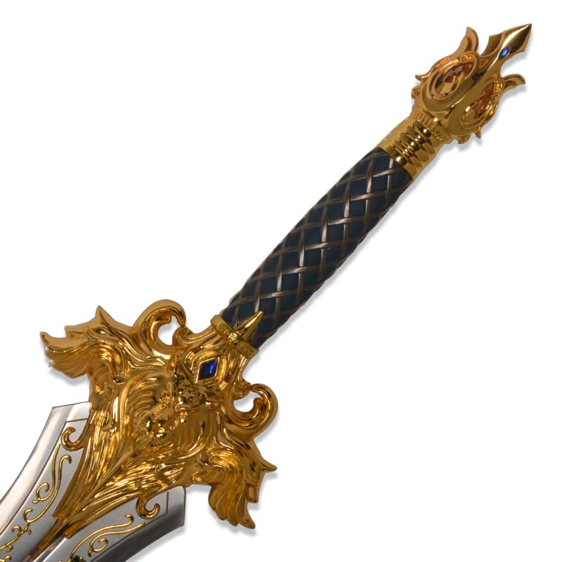Sword fort سيف فورت 46.5 بوصة من الفولاذ المقاوم للصدأ سيف الملك ريان أسد عتيق لفنون القتال مع لوحة معلقة ونحت رأس الأسد، مناسب للكوسبلاي، الجمع، الزينة والهدايا - Image 4