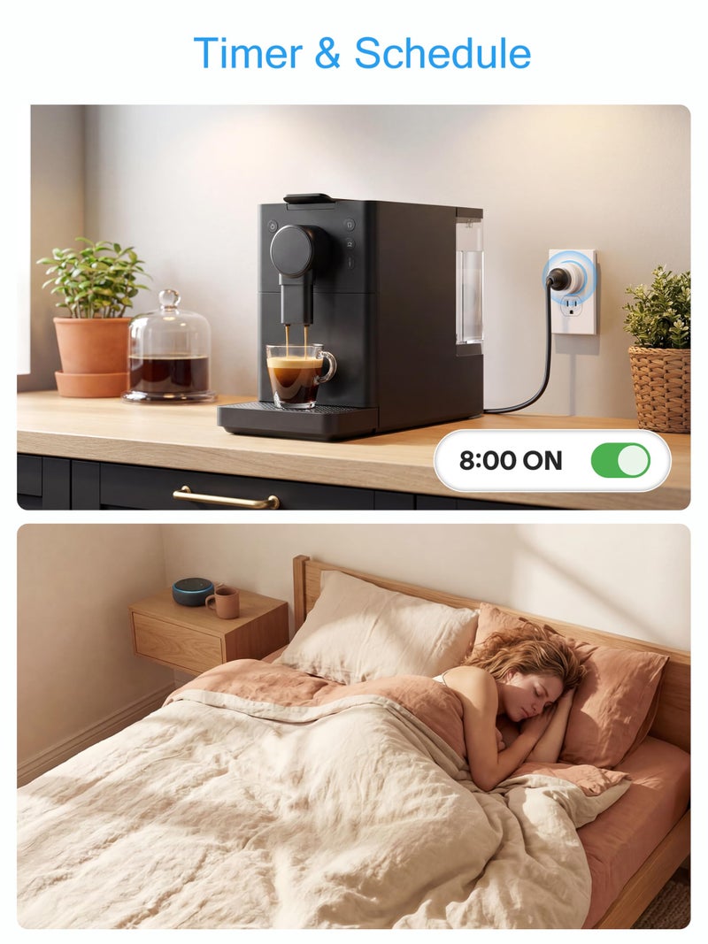 EIGHTREE Smart Plug 2025 Upgrade to 15A, Bluetooth & Wi-Fi Outlet Plug Dual Connection, Voice Control, Remote Control Outlet Timer Indoor, Smart Plugs That Work with Alexa & Google, 2.4GHz Wi-Fi Only - Image 2
