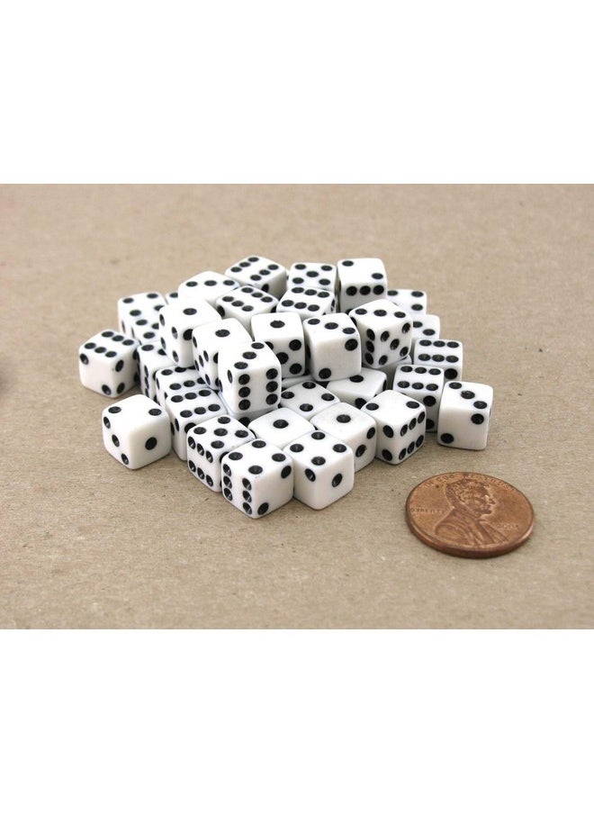 Koplow Games Set of 50 8mm Six-Sided D6 Small Square-Edge Dice - White with Black Pips by Koplow Games  - Image 1