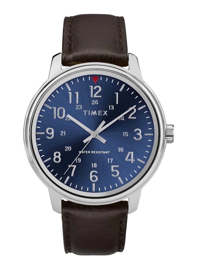 TIMEX - Timex Brass Analog Men's Watch With Brown Leather Band TW2R85400 - Image 1