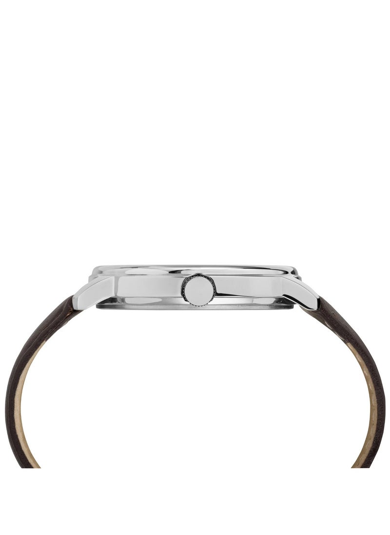 TIMEX - Timex Brass Analog Men's Watch With Brown Leather Band TW2R85400 - Image 1