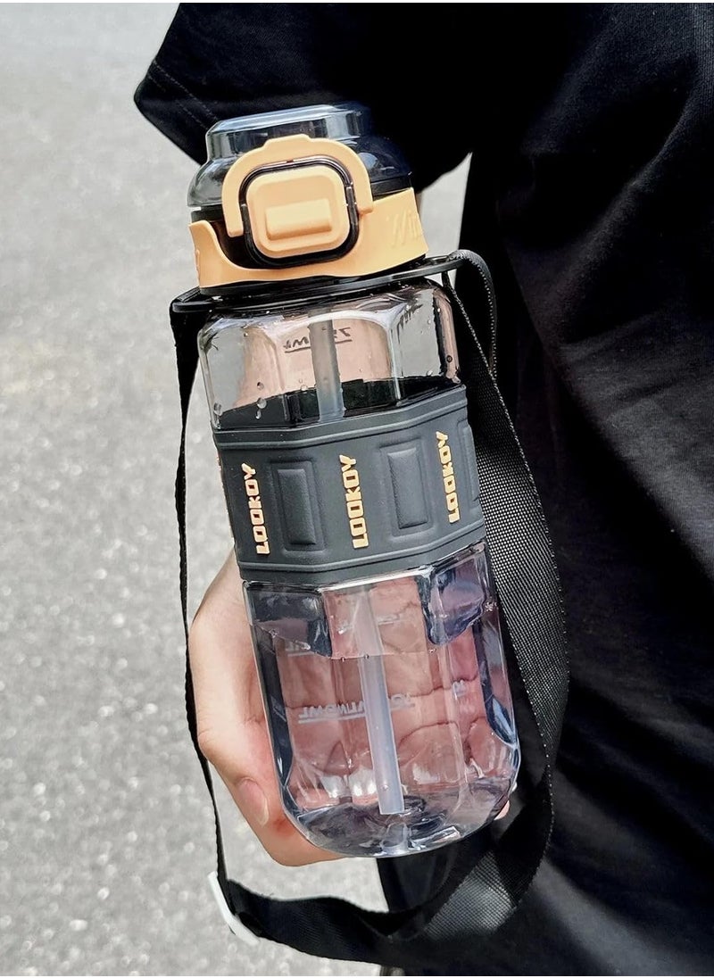 QSHOP 750ml Healthy Kids Acrylic Water Bottle Kids Cup Portable Baby Bottle with Straw, Fashion Design Large Capacity BPA Free Water Bottle for School Shopping Sports Travel  - Image 2