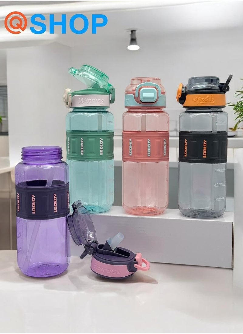 QSHOP 750ml Healthy Kids Acrylic Water Bottle Kids Cup Portable Baby Bottle with Straw, Fashion Design Large Capacity BPA Free Water Bottle for School Shopping Sports Travel  - Image 3