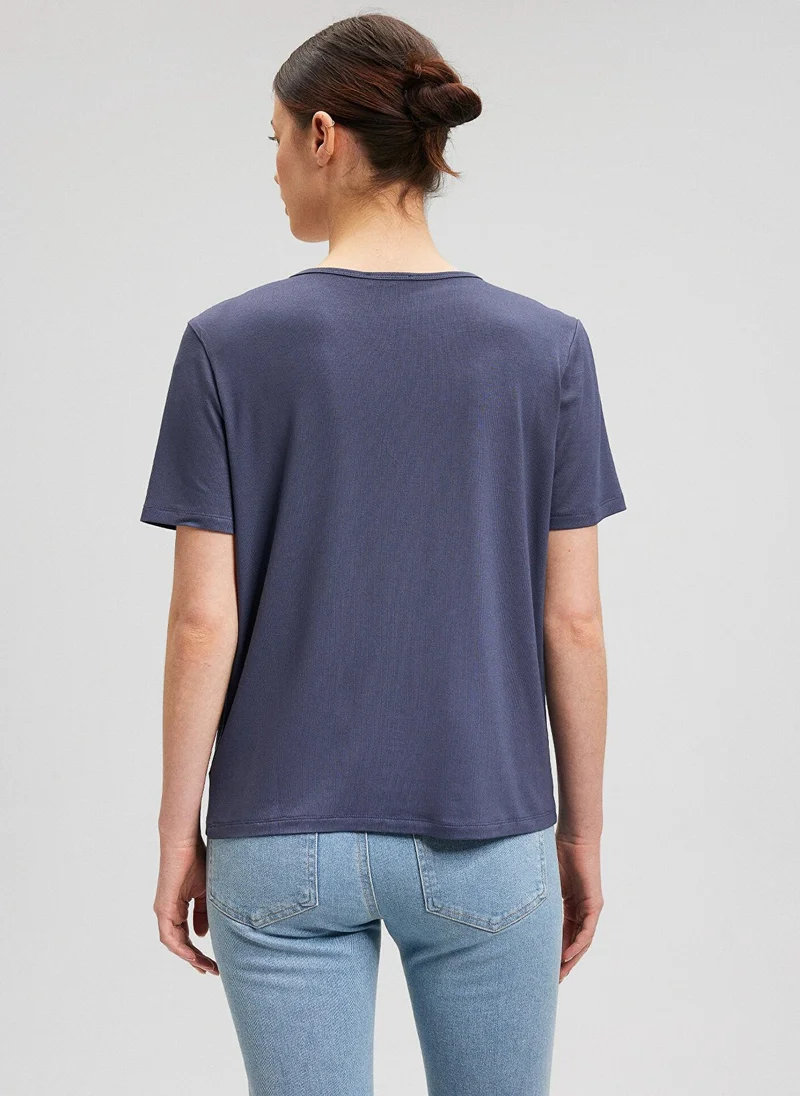 MAVI V Neck Grey Basic T-Shirt