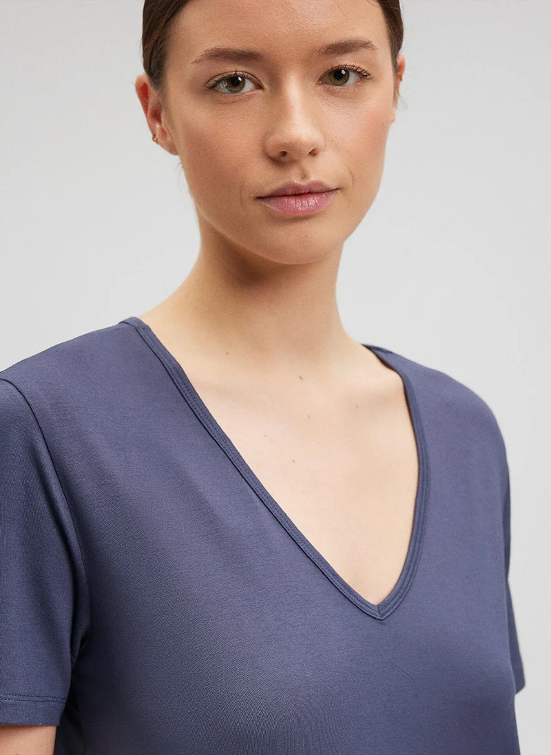 MAVI V Neck Grey Basic T-Shirt