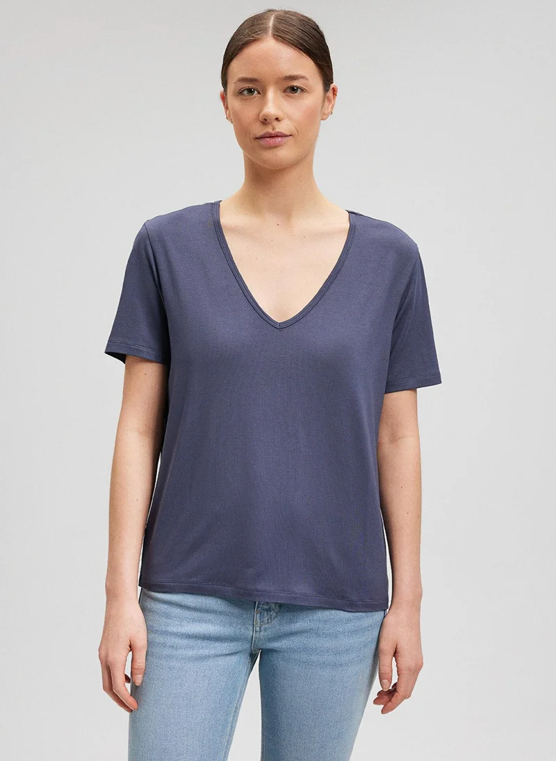 MAVI V Neck Grey Basic T-Shirt