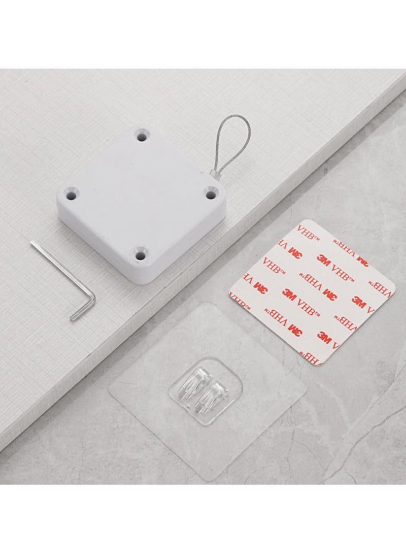 خاجول جهاز إغلاق باب أوتوماتيكي بدون ثقب، جهاز باب ذو سطح قابل للتعديل للأبواب الخشبية الخفيفة والأبواب المنزلقة، شد 800، استطالة 1.2 متر، سمك خط 1.2 مم، تحسين المنزل، مناسب للمراحيض والأبواب المنزلقة ذات المسارات (أبيض) - Image 5