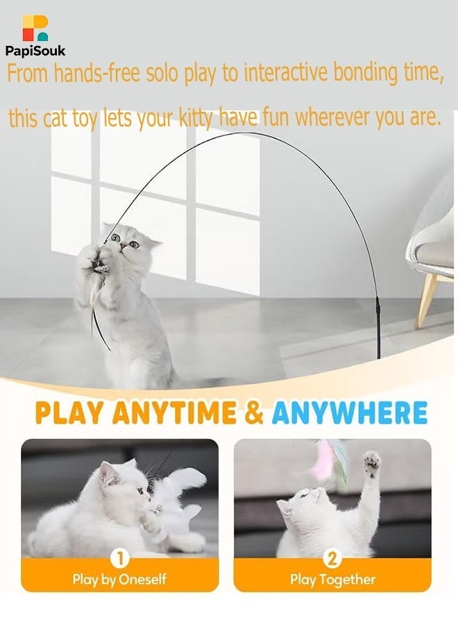 PapiSouk Cat toy feather stick,Cat Toys Automatic Interactive Cat Toys,Feather Toys With Suction Cups, Pet Chasing Sports Toys, Can Be Used As Indoor Boredom Cat Toys Also Cat Toys Gift Set (Blue) - Image 3