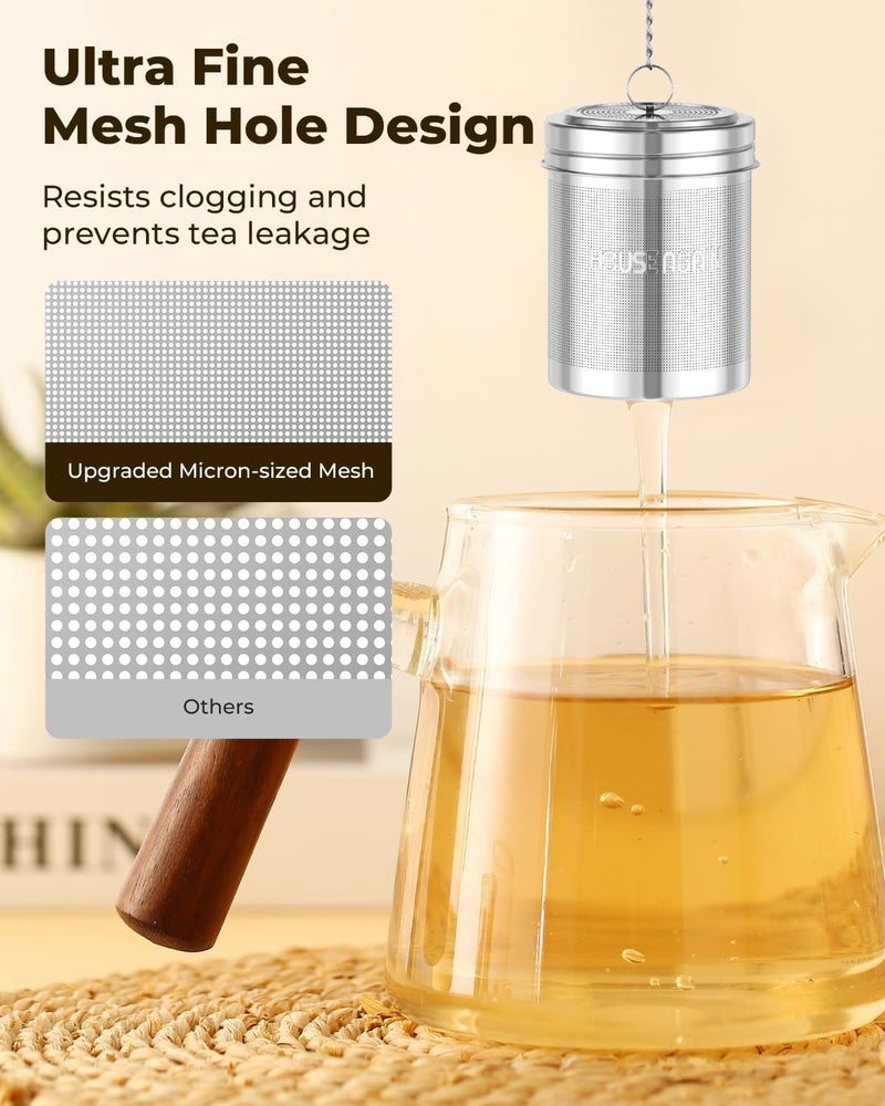 HOUSE AGAIN Large Tea Infuser with Scoop, Extra Fine Mesh Tea Strainers for Loose Tea & Spice Infuser for Cooking, 304 Stainless Steel, Loose Leaf Tea Steeper for Brew Tea Spices & Seasonings - Image 3