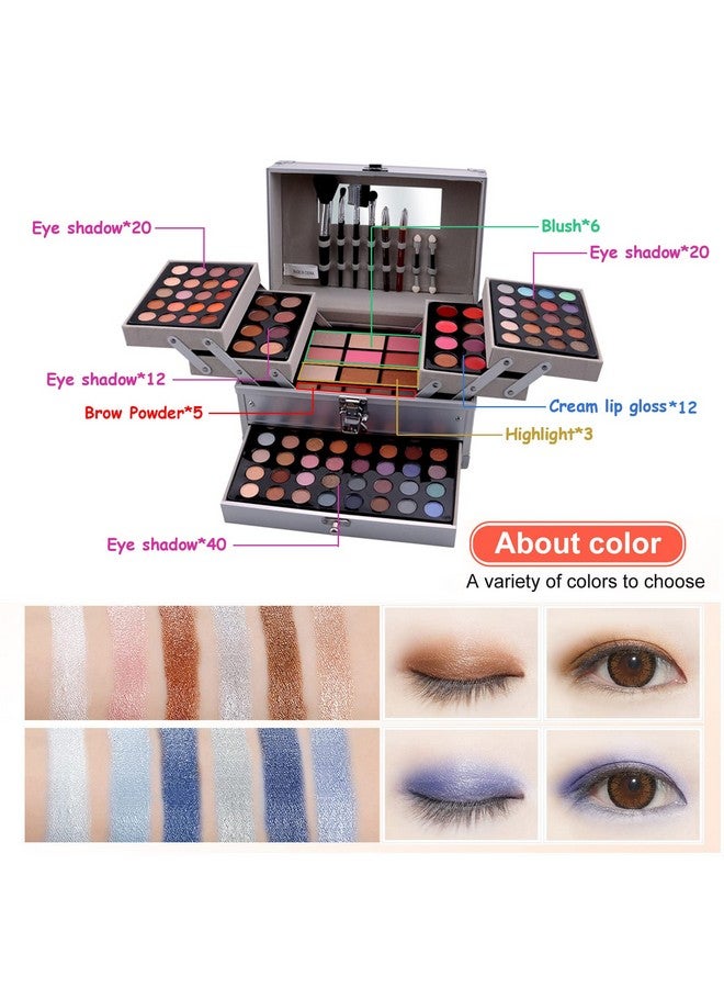 فانتوم سكاي مجموعة مكياج فانتوم سكاي، 132 لونًا، شاملة جميع احتياجاتك، مع علبة هدايا، تتضمن ظلال عيون، كريم إخفاء العيوب، بودرة حواجب، ملمع شفاه، أحمر خدود، وبودرة وجه مضغوطة. - Image 2
