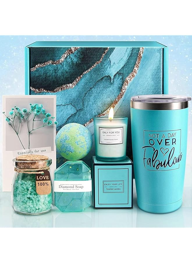 The Bros 6PC Scented Candles & Bath Bombs Set,Gifts for Women for Birthday Women's Day Mother's Day,Bubble Bath Set Gifts for Women,Relaxing Spa Gift Set for Women (blue) - Image 1