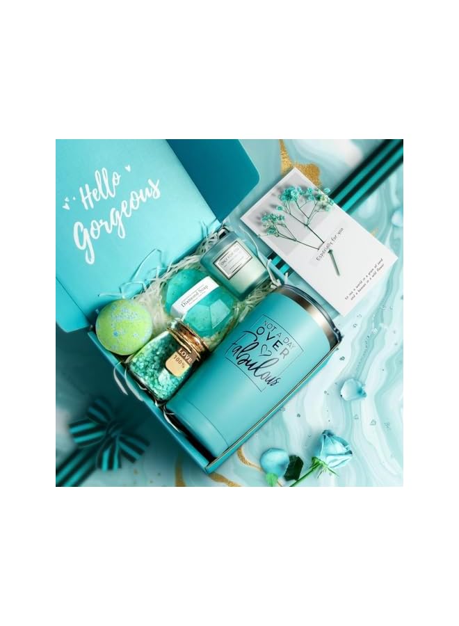 The Bros 6PC Scented Candles & Bath Bombs Set,Gifts for Women for Birthday Women's Day Mother's Day,Bubble Bath Set Gifts for Women,Relaxing Spa Gift Set for Women (blue) - Image 2