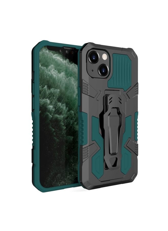 Generic Case Cover For iPhone 13 Machine Armor Warrior Shockproof PC + TPU Protective Case Green 