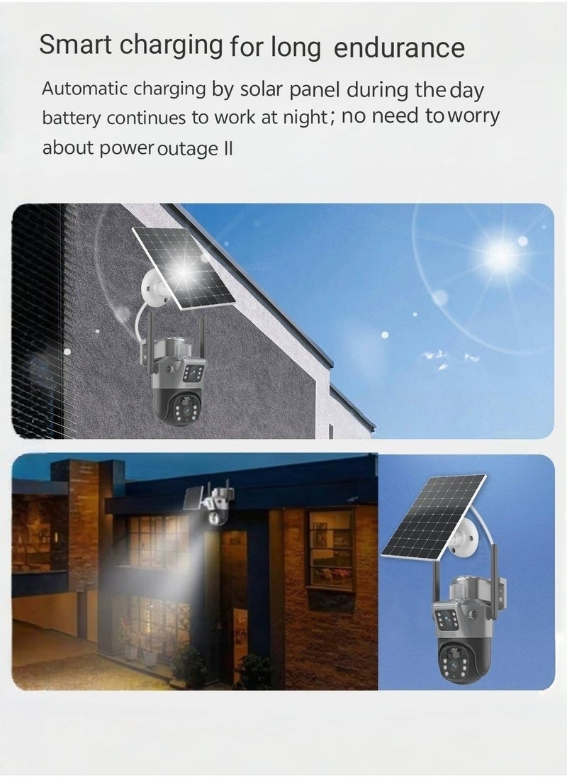 Generic 4K 8MP Solar Camera 4G Sim PTZ Cameras，Security Camera，CCTV Camera，Outdoor Dual Lens IP Camara Solar Panel CCTV Security Built in Battery PIR Cam  - Image 3