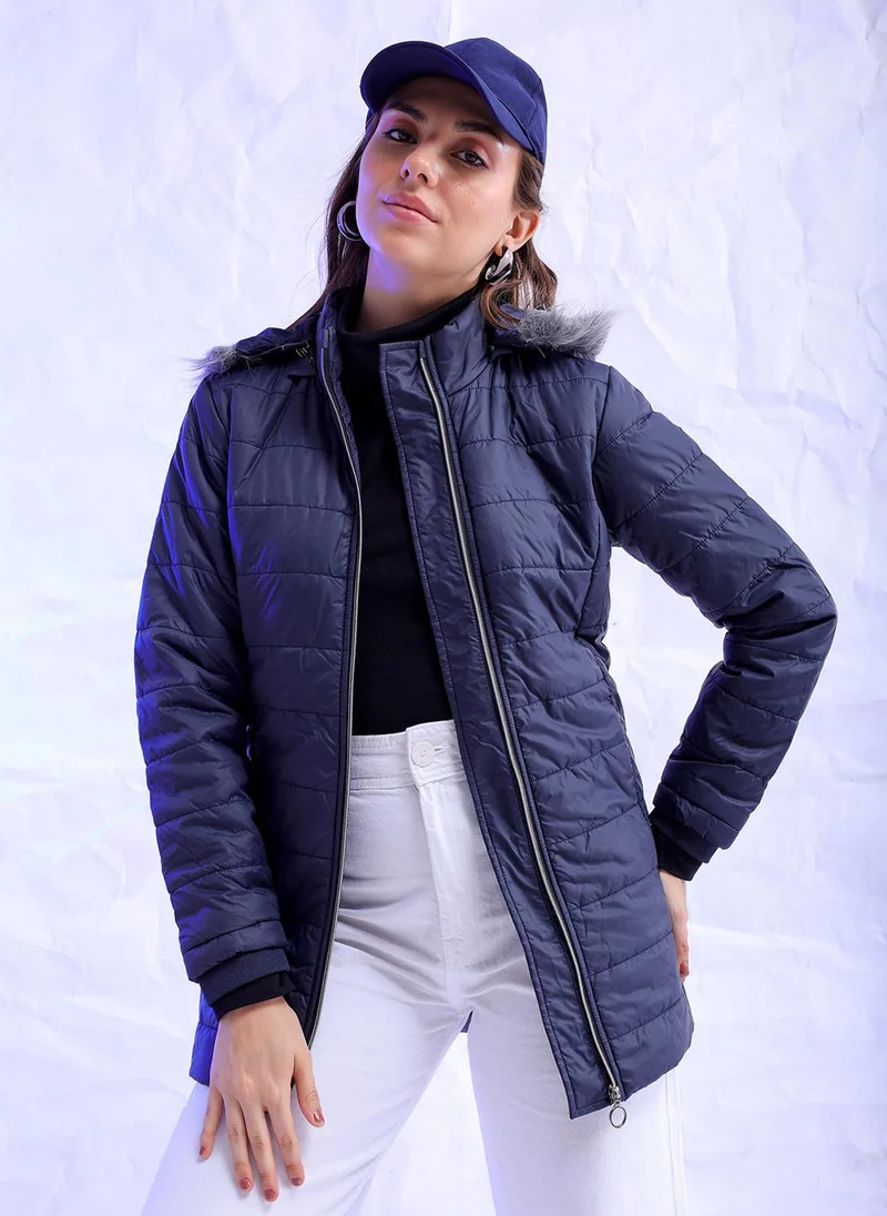 مرفوعة جاكيت نسائي مبطن نحيف بلون موحد